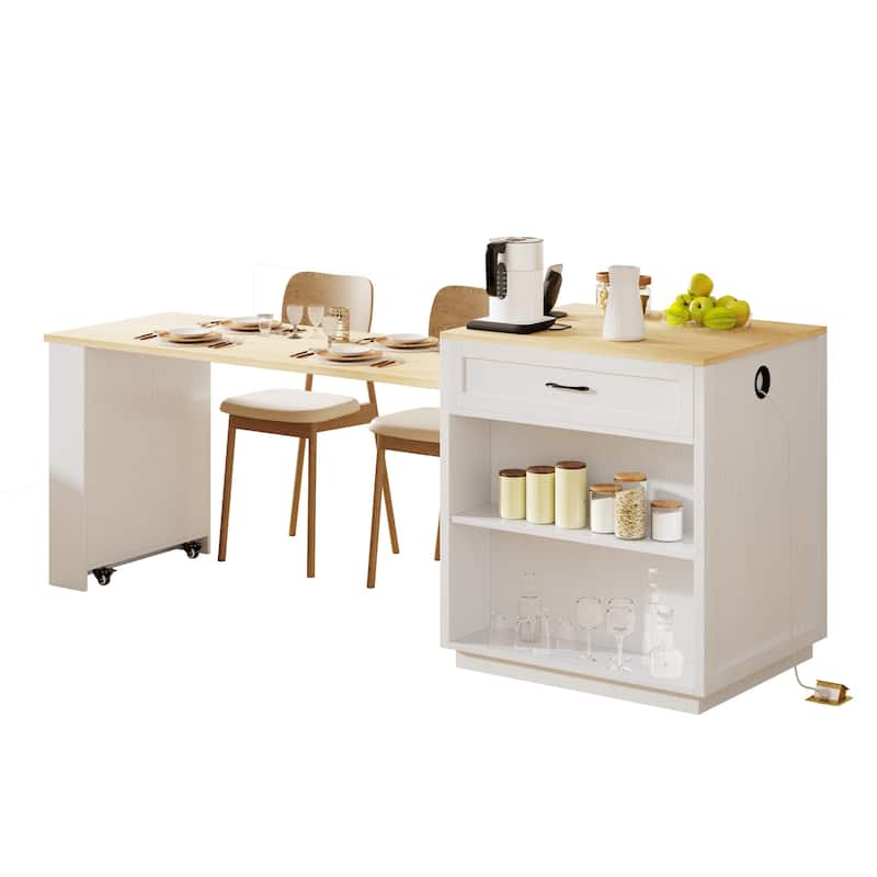 Tinny MDF Kitchen Island with Extendable Dining Table(32-in x28-in x36-in)