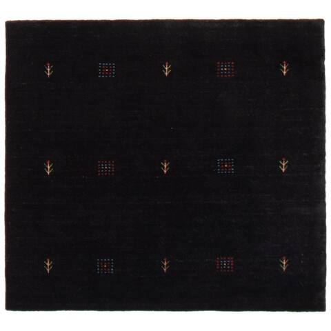 ECARPETGALLERY Hand Loomed Gabbeh Luribaft Black Wool Rug - 4'0 x 3'8