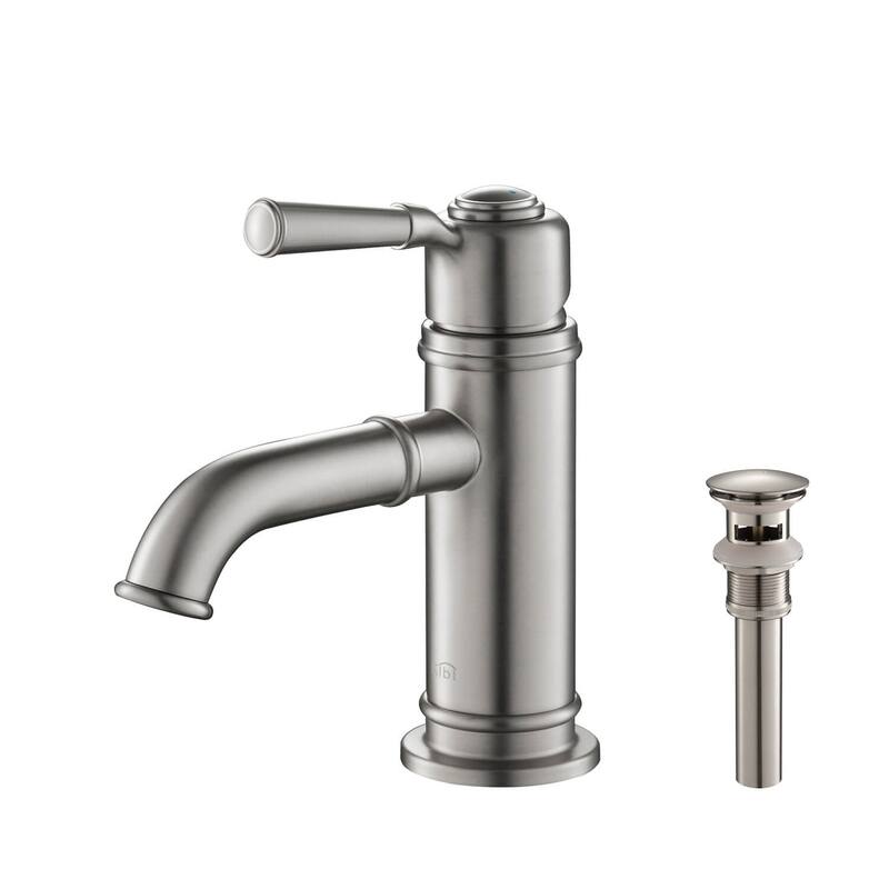 Solid Brass Single Handle Bathroom Vanity Sink Faucet with Water Hose - Brushed Nickel W/ Pop Up Drain