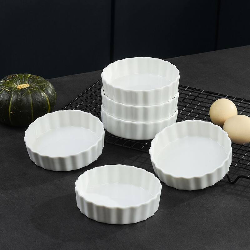 LOVECASA 6 oz Porcelain Mini Ramekins (Set of 6)