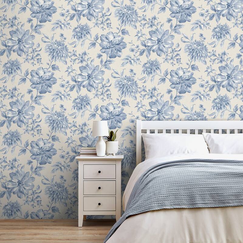 Fine Decor Gabriela Blue Floral Wallpaper