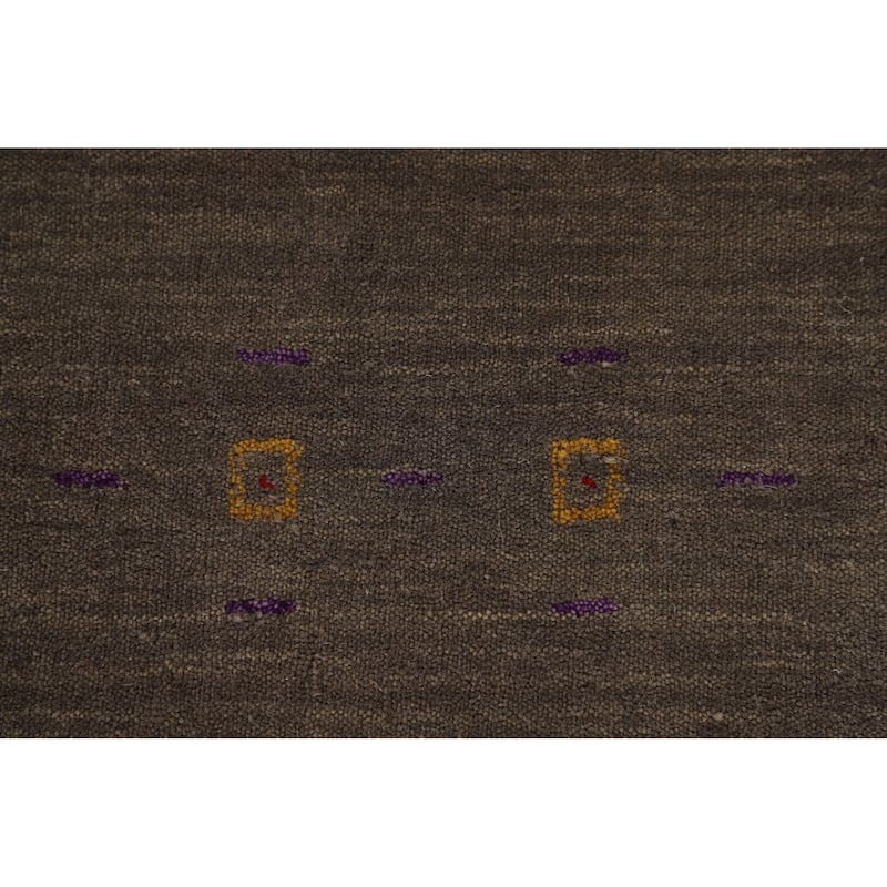 Brown Tribal Gabbeh Indian Area Rug Handmade Wool Carpet - 3'8"x 6'1"