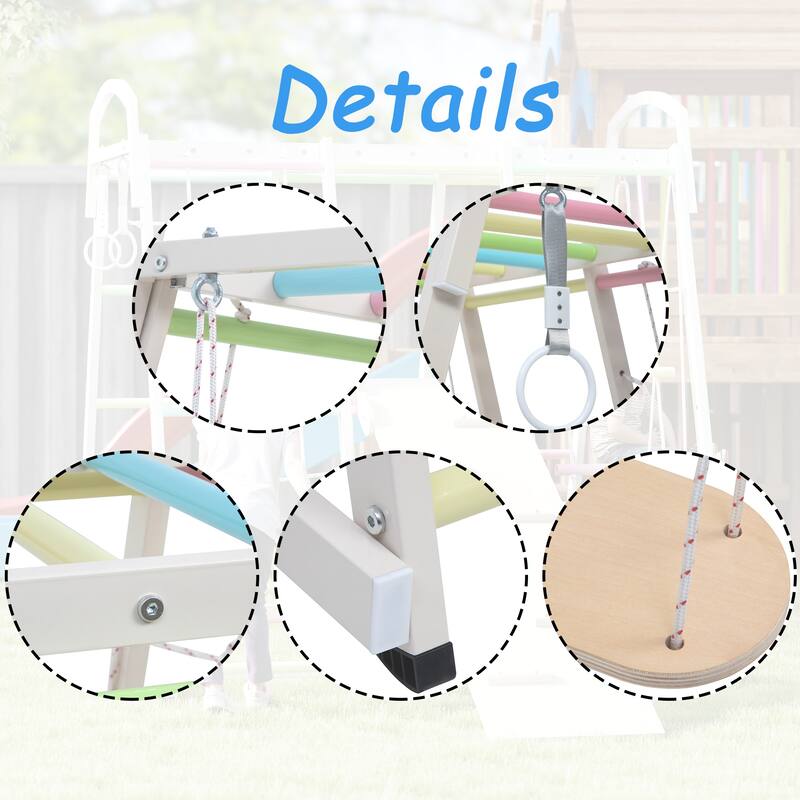 Colorful Multifunctional Steel and Wood Climbing Frame