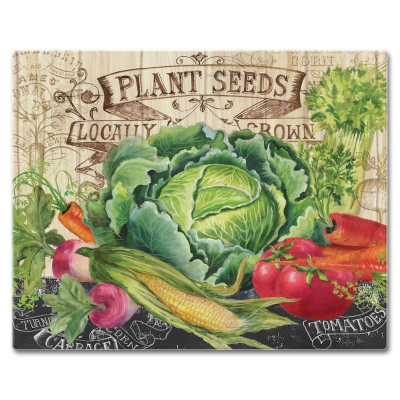 Counter Art Glass Cutting Board / Counter Saver 12"x15", Our Farm - 12"x15"