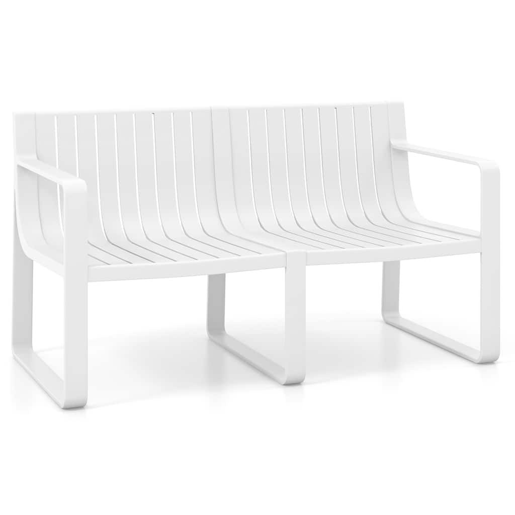 Gymax Patio Loveseat 2-Person Bench w/ Curved Backrest Slatted Design