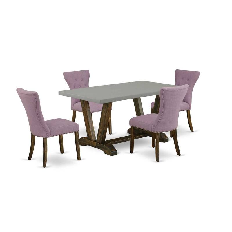 5 Piece Dining Set - Modern Dining Table with 4 Parson Chairs - Kitchen Table Set - 60