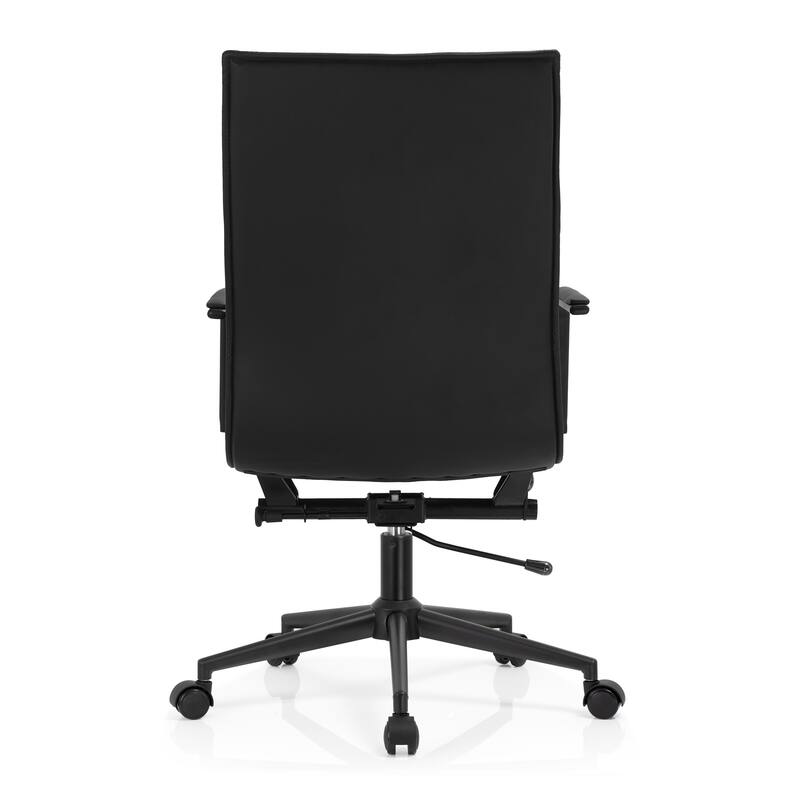 Set of 2 High Back Office Desk Chair | Upholstered Ribbed PU Leather | Armchair for Home, Executive, Conference, Meetings