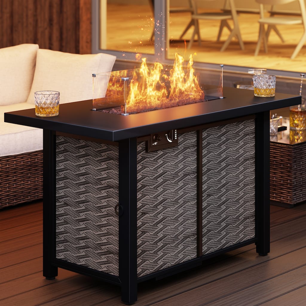 Futzca Square/Rectangle Outdoor Propane Fire Pit Table with Removable Cover - N/A