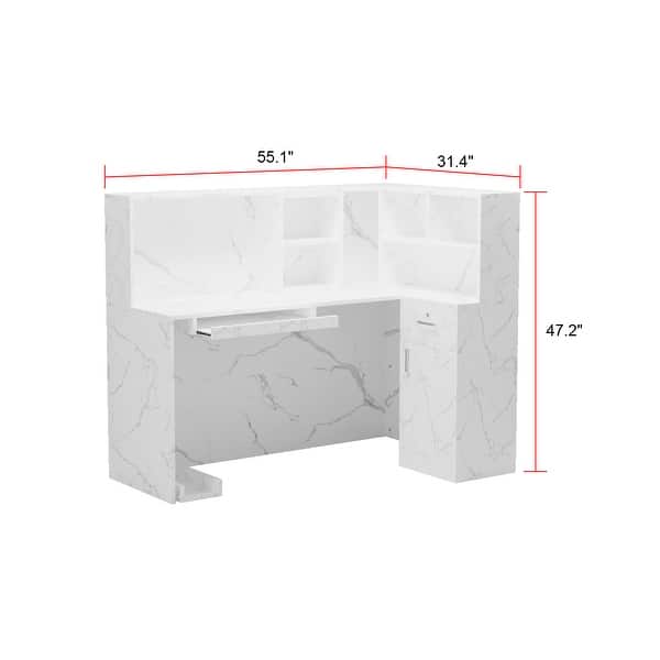 dimension image slide 2 of 5, Working Reception Desk L Shaped Front Counter Reception Table Counter