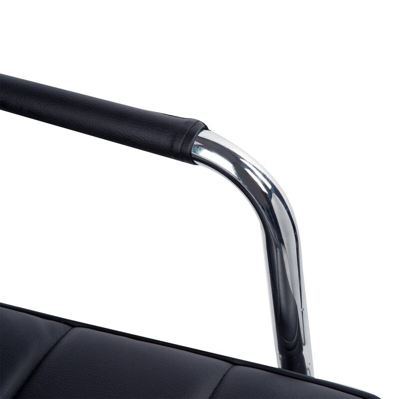 Black PU Leather Office Chair Adjustable Swivel with Rolling Casters - 20.75" L x 21.25" W x 33"-39" H