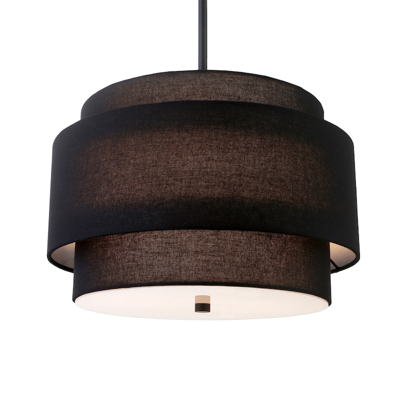 Solomon 16" Wide 2-Light Pendant with Tiered Fabric Shade - 16" Wide