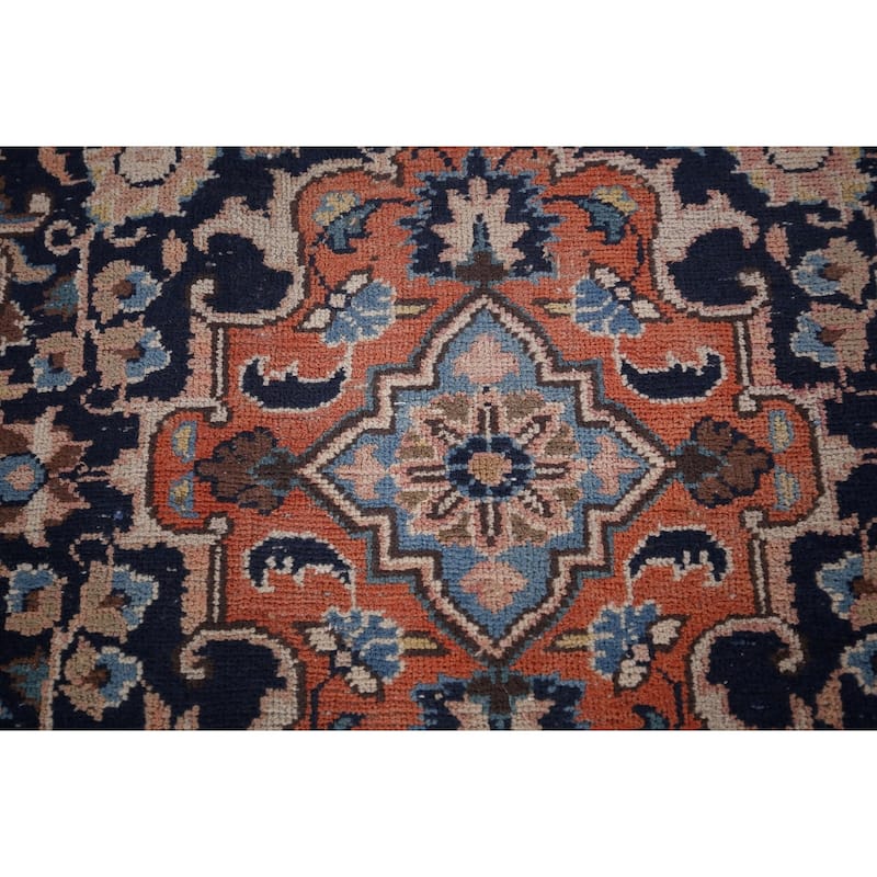 Traditional Mashad Persian Vintage Area Rug Hand-Knotted Wool Carpet - 8'4"x 11'2"