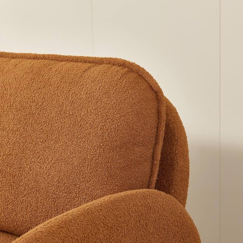 59" Lambswool Fabric Upholstered Loveseat Sofa with High Back & Toss Pillows 2 Seater Leisure Couch ,Tool-Free Assembly