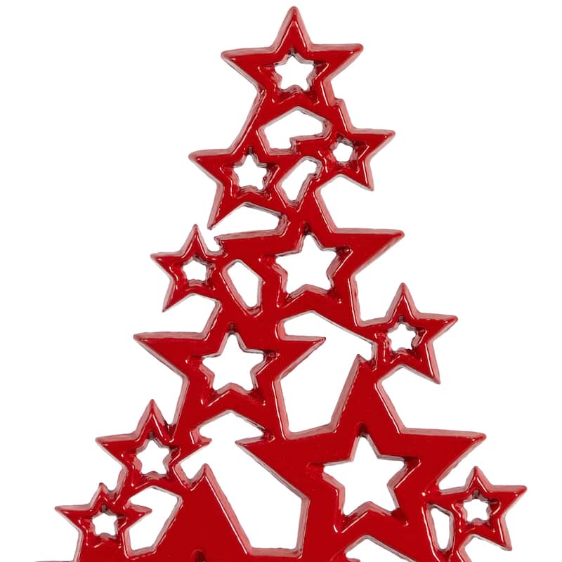 Tree of Stars Metal Christmas Decoration - 8.75" - Red
