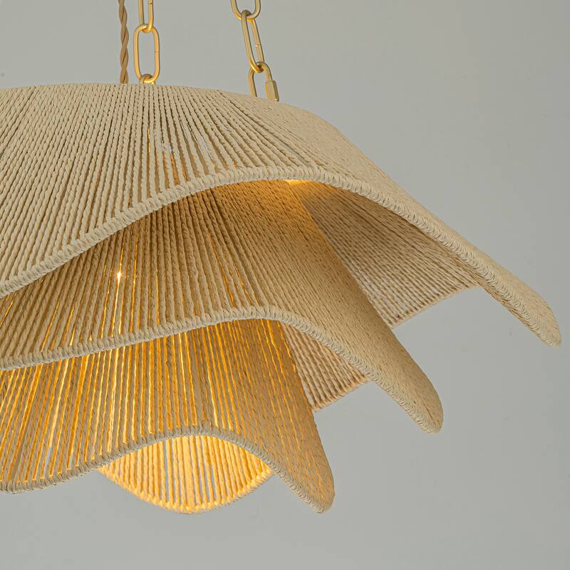 Alana 1-Light Rattan Tiered Pendant, Coastal Boho - Handwoven - 23" Wide