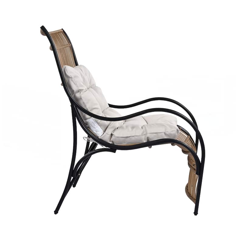 3 Pieces Wicker Outdoor Patio Furniture Set with Lounge Chair