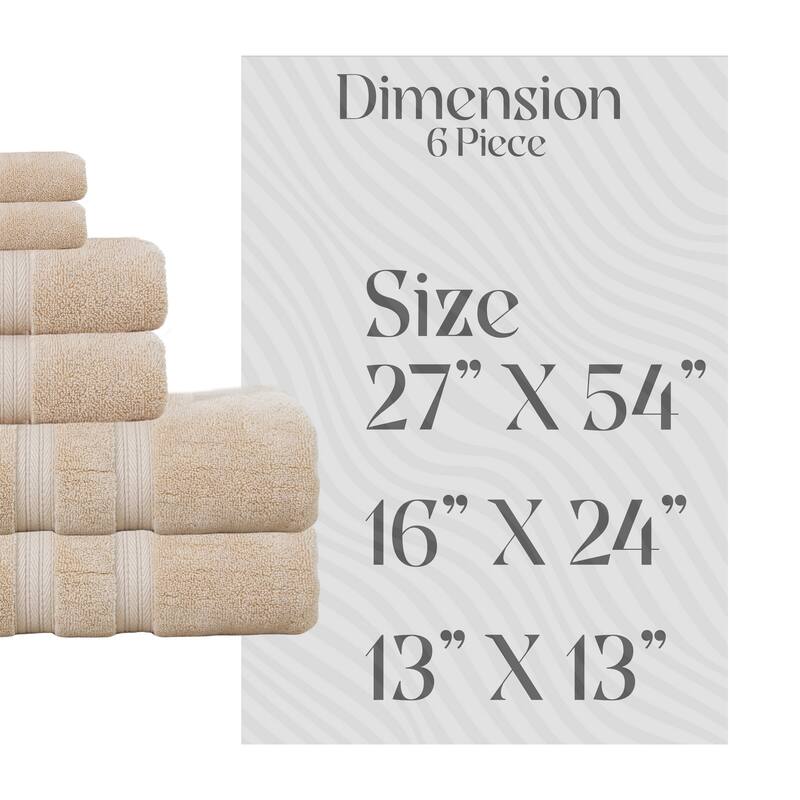 Home Weavers Elegance Essentials 550GSM Cotton Zero Twist Super Absorbent Bath Towel Set of 6