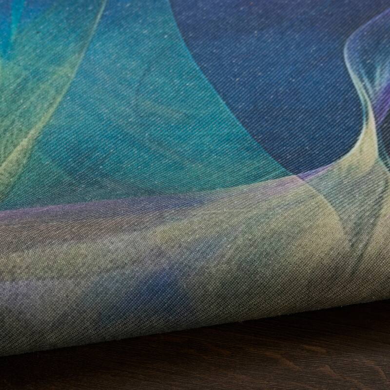 Nourison Washables Indoor only Blue Abstract Area Rug