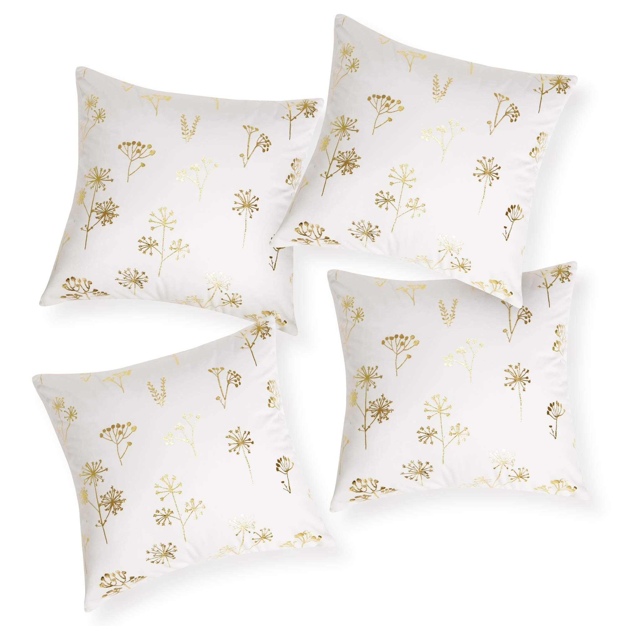 Deconovo Velvet Throw Pillow Covers Soft with Gold Flower Pattern