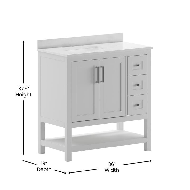 Bathroom Vanity with Sink, Open Storage, and Storage Drawers