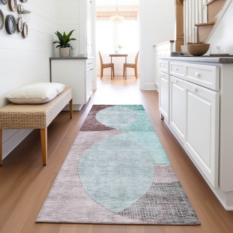 Premium Washable Super Soft Modern Geo Mayfield Rug - Teal - 2'3" x 7'6"