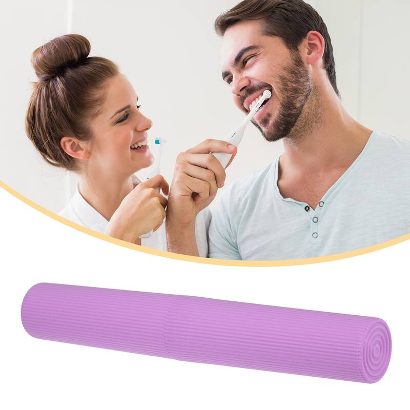 Vertical Stripe Toothbrush Case Toothbrush Holders Plastic 7.87"x1.18" - Purple