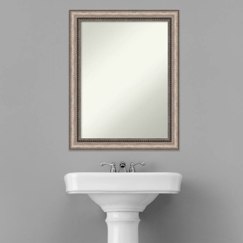 Non-Beveled Bathroom Wall Mirror - Lyla Ornate Silver Frame