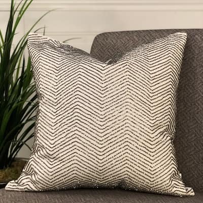 Pillow - Foggia - 20" x 20" - With Beaded Embroidery - Feather / Down Fill
