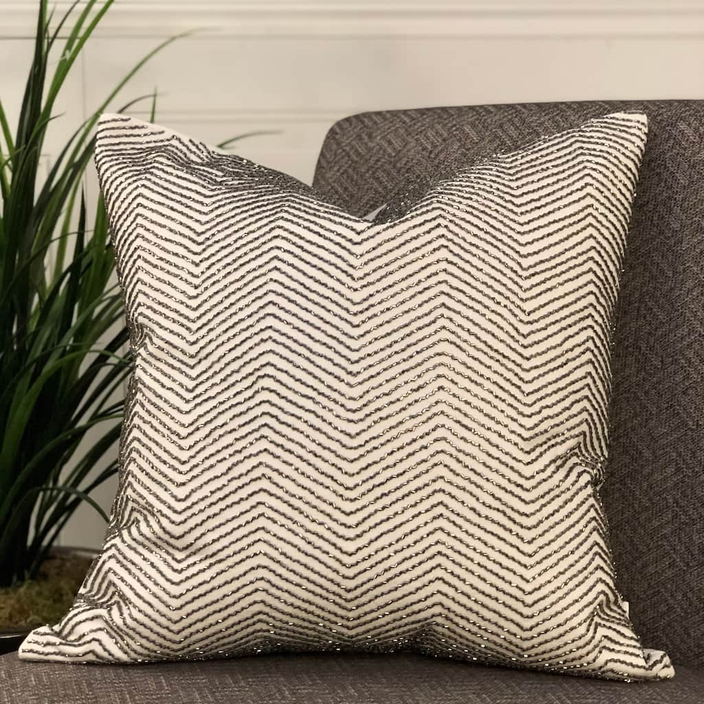 Pillow - Foggia - 20" x 20" - With Beaded Embroidery - Feather / Down Fill