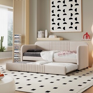 Stylish & Simple Upholstered Daybed Sofa Bed With Wood Slat, Trundle Bed, Twin Size