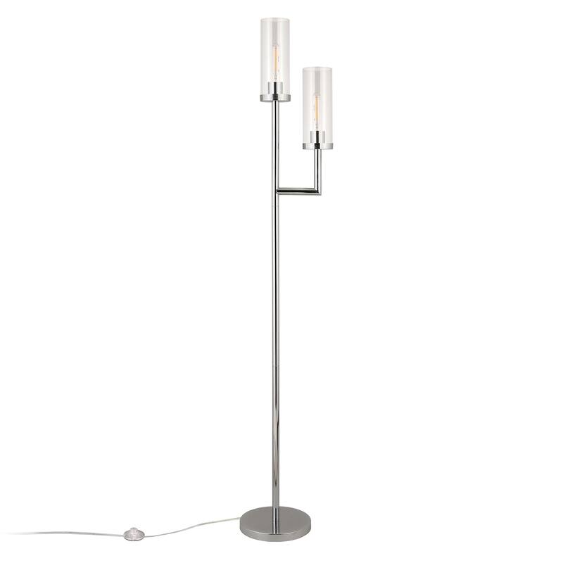 Banta Metal and Glass Double Torchiere Floor Lamp