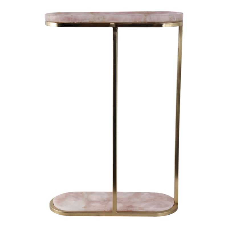 Quartz Side Table Elegant Narrow for Home Decor Accent - 24" Pink - 24.0"