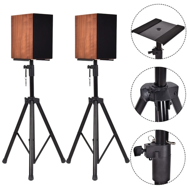 Costway 2 in 1 Speaker Stands Heavy Duty Adjustable Studio Monitor Pair Tripod Band DJ