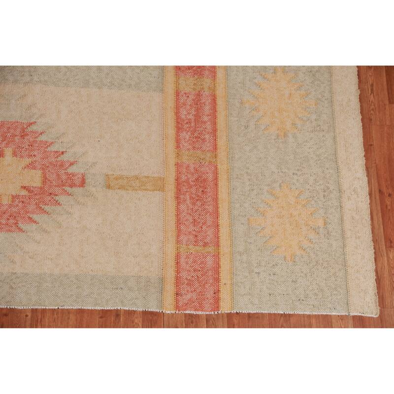 Hand Woven Oriental 100% Jute Carpet Southwestern Modern Beige & Ivories Kilim Area Rug - 11' 8'' X 9' 6''