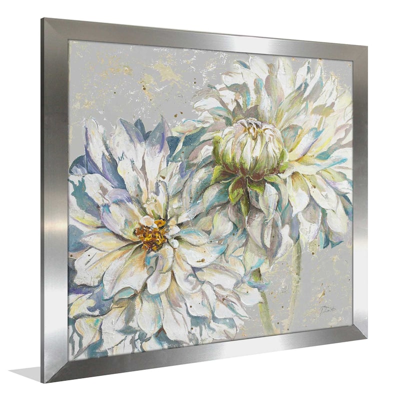 "Grey Dahlias I (Square)" Print on Acrylic