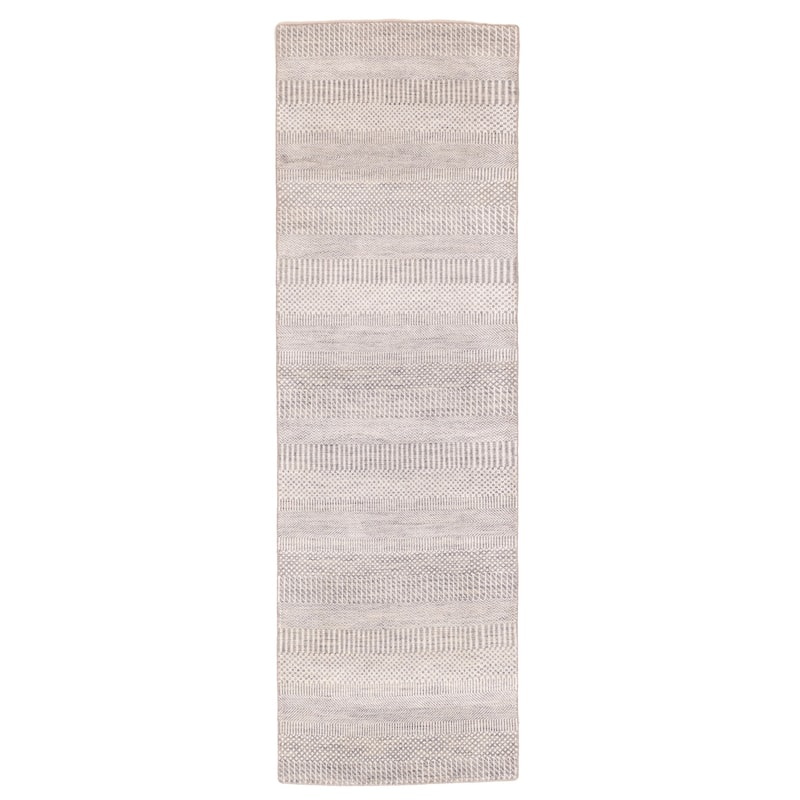 ECARPETGALLERY Hand-knotted Finest Silk Shadow Grey Silk, Wool Rug - 2'6 x 8'1