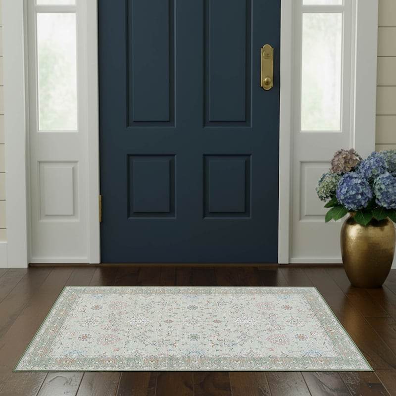 Laura Ashley Imagine Printed Chenille Washable Non-Slip Rugs - 26" x 45" - Sage