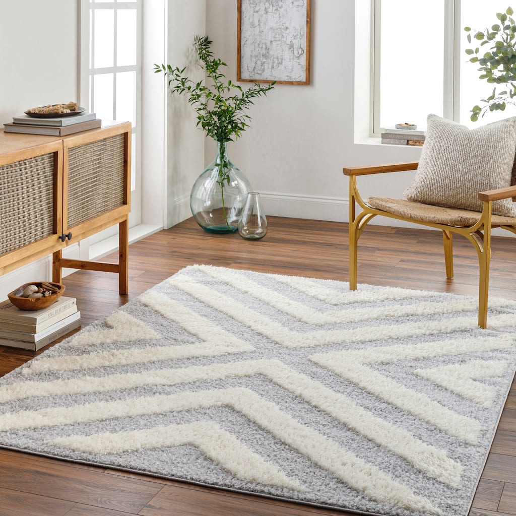 Livabliss Rodos Modern Chevron Plush Area Rug