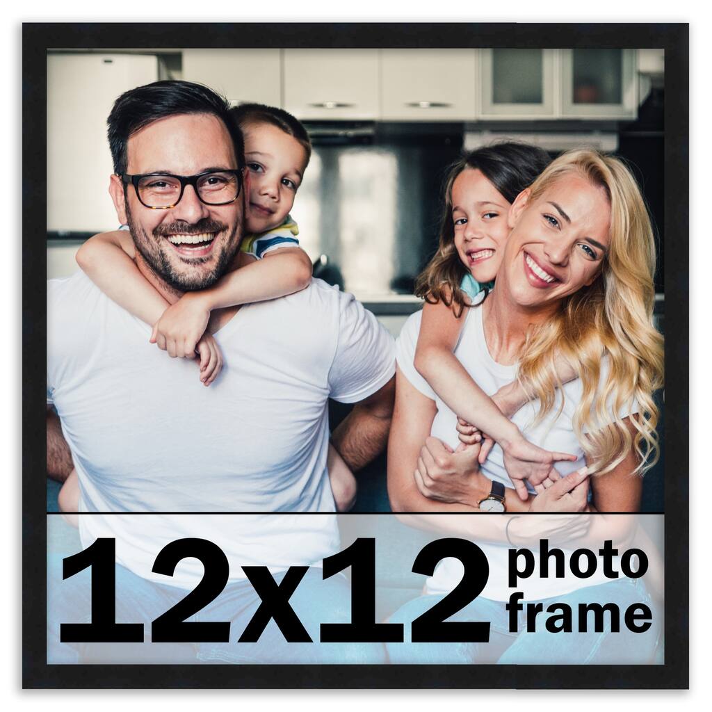 12x12 Frame Black Solid Wood Picture Frame | 0.75 Inch Moulding Width