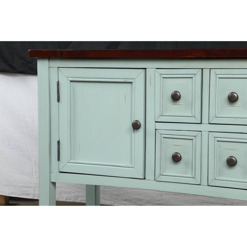 Retro Style Buffet Sideboard Wood Console Table with Bottom Shelf, Easy Assemble, for Living Room, Kitchen, Entryway