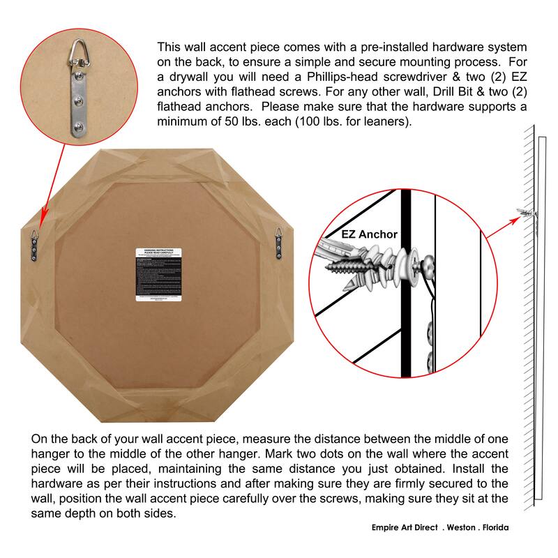 Multi-Faceted Framed Octagon Wall Mirror, Ready to Hang, 32" x 32" - Clear - 32 x 32