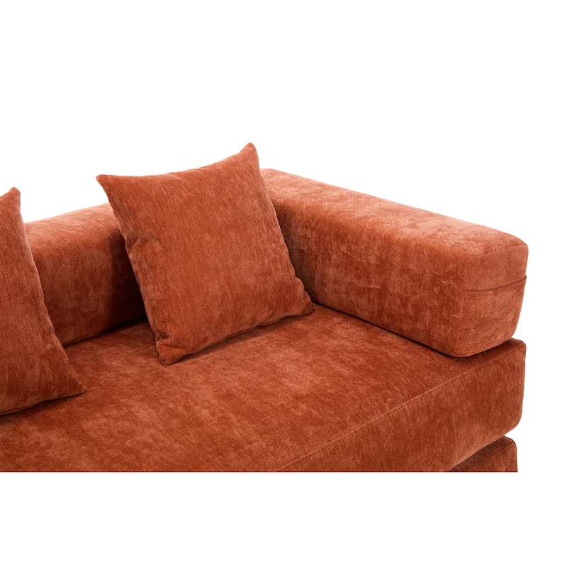 Queen Foldable Sofa Bed, 6-in-1 Convertible Sleeper Sofa with Mattress, Chaise Lounge Loveseat with Removable Cover