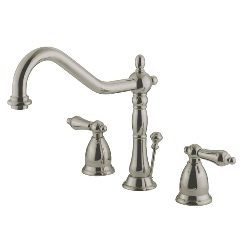 Kingston Brass Heritage 1.2 GPM Widespread Bathroom Faucet with Pop-Up - Brushed Nickel