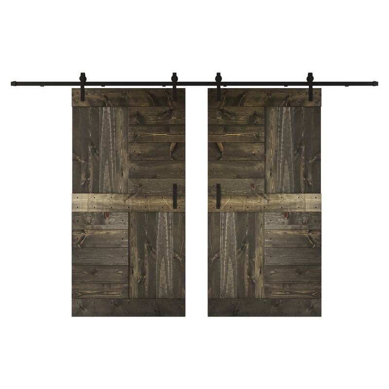 Coast Sequoia 48in/60in/72in/84in x 84in S Series Pine Wood Double Sliding Barn Door With Hardware Kit