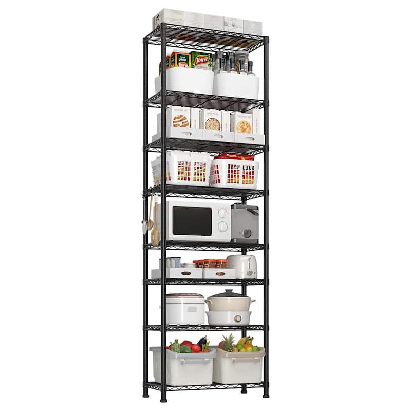 8-Layer Heavy Duty Storage Shelves Rack with Adjustable Feet and Wheels for Garage or Home