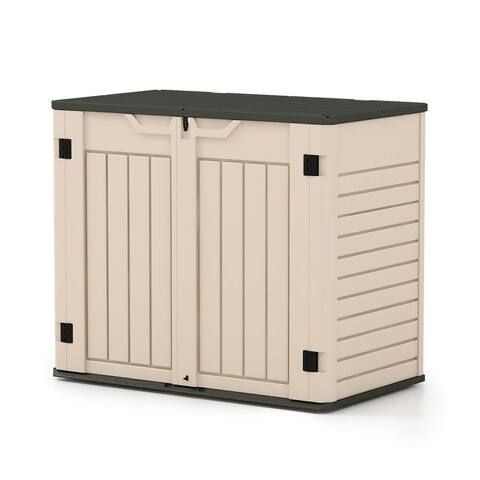 Patiowell 4' x 2' Resin Outdoor Storage Shed with Lockable Multi-Opening Door, Easy Storage for Trash Cans, Tools and Bicycles.