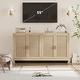 preview thumbnail 5 of 5, Beige Rattan Accent Storage Cabinet with 4 Doors