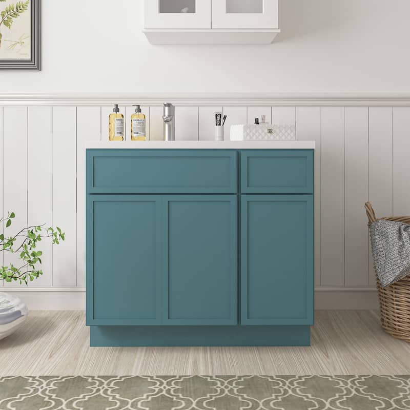 Vanity Art 36" Oak Freestanding Bathroom Vanity Cabinet without Top