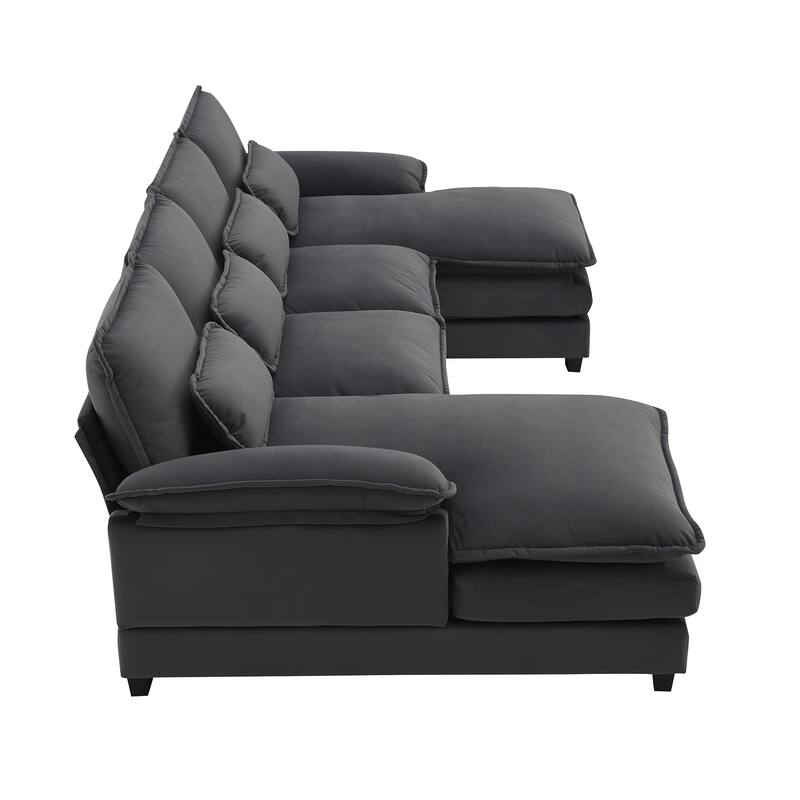 Modular U-Shaped 6-Seat Sofa with Chaise, Double Cushion Upholstered Sleeper for Living Room