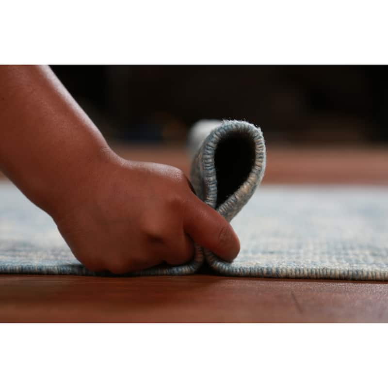 Hand Knotted Oriental 100% Wool Carpet Transitional Floral Navy Blue & Blues Oushak Runner Rug - 17' 4'' X 3' 1''